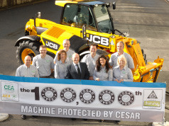 THE DATATAG TEAM AT JCB 100,000TH CESAR REGISTERED MACHINE