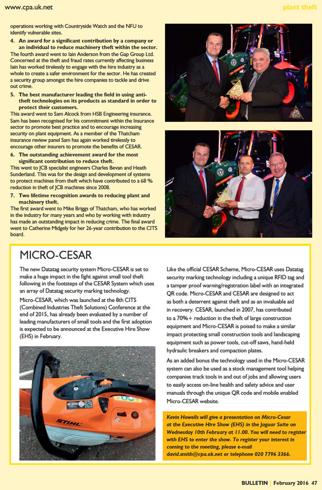 CPA BULLETIN FEATURE ARTICLE ON CITS CESAR AWARDS AND MICRO CESAR
