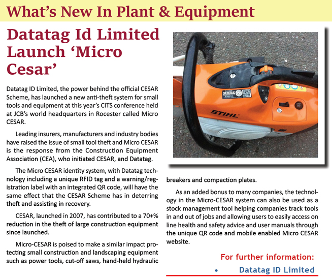 CONTRACTORS WORLD UK & IRELAND NEWS ARTICLE ON MICRO CESAR LAUNCH AT CITS CONFERENCE