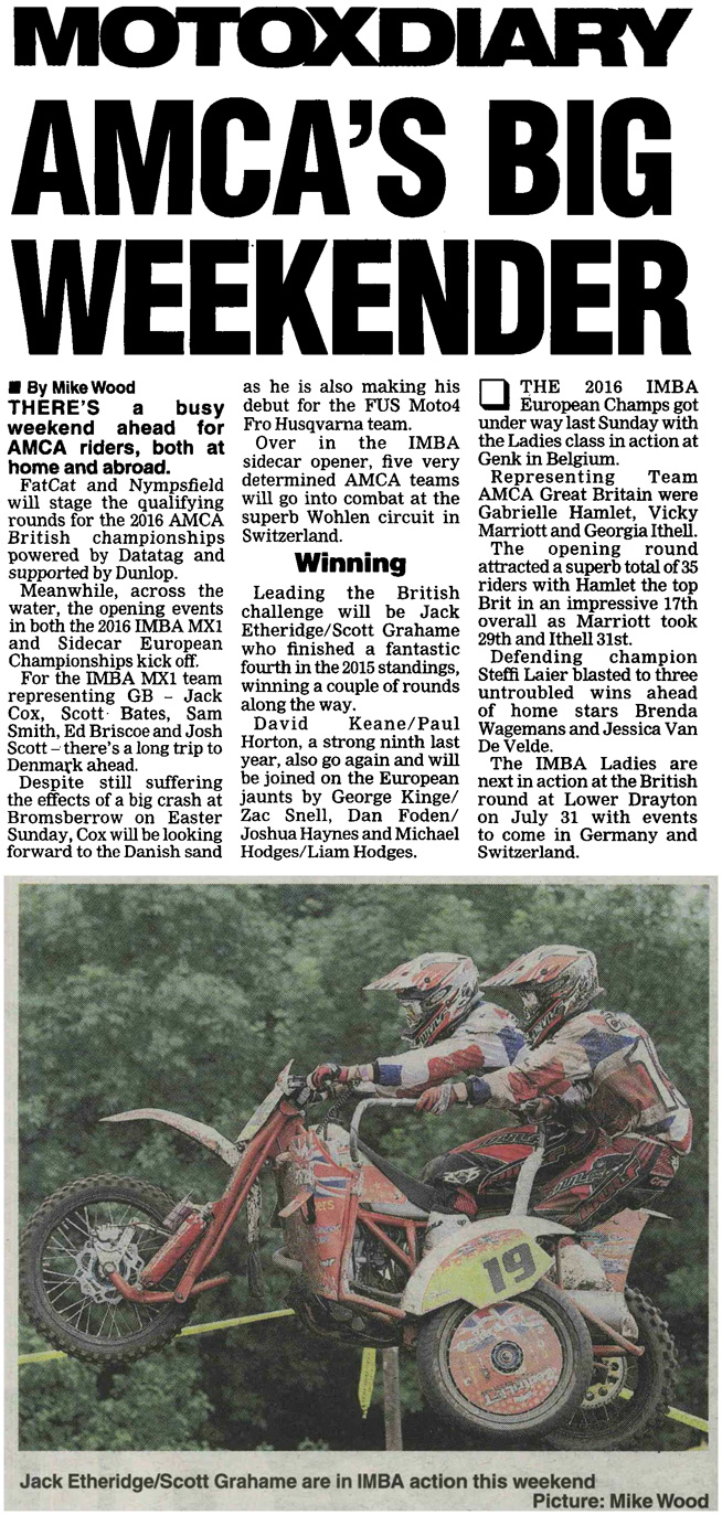 TRIALS AND MOTOCROSS NEWS FEATURE ON AMCA's BIG WEEKENDER