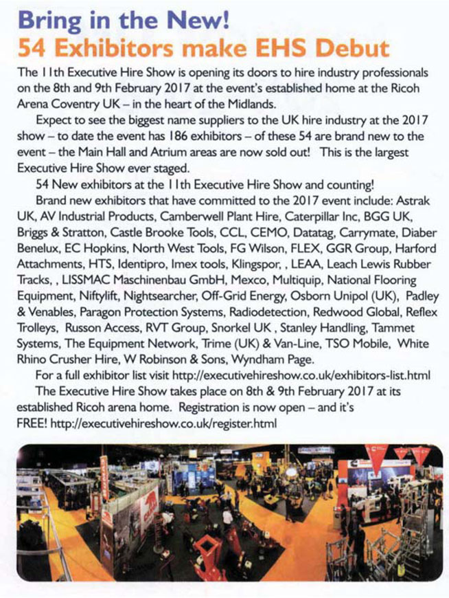 FEATURE ARTICLE TOOL BUSINESS PLUS HIRE - 54 EXHIBITORS MAKE EHS DEBUT