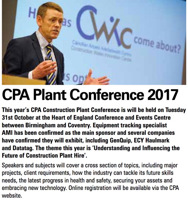 FEATURE ARTICLE IN CRANES AND ACCESS - CPA PLANT CONFERENCE 2017