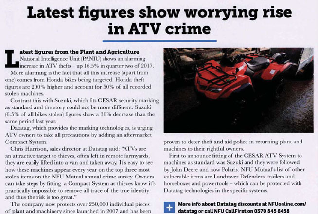 FEATURE ARTICLE FARMING WALES - LATEST FIGURES SHOW WORRYING RISE IN ATV CRIME