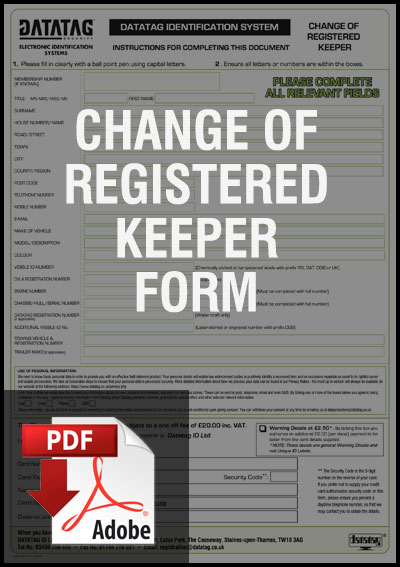 Datatag Change of Registered Keeper Form